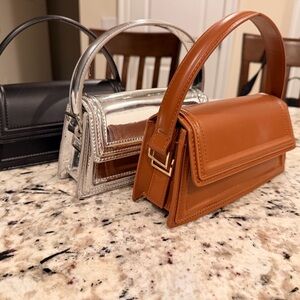 Zara Mini City Bag lot of 3- silver, black and tan